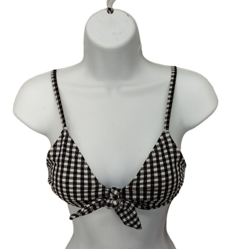 Xhilaration Black Gingham Bikini Top Swimsuit XS